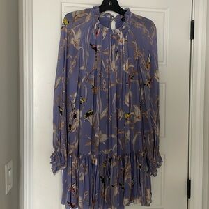 Ruffled long sleeve Mini dress Florals & Birds Coquette Art to Wear Small